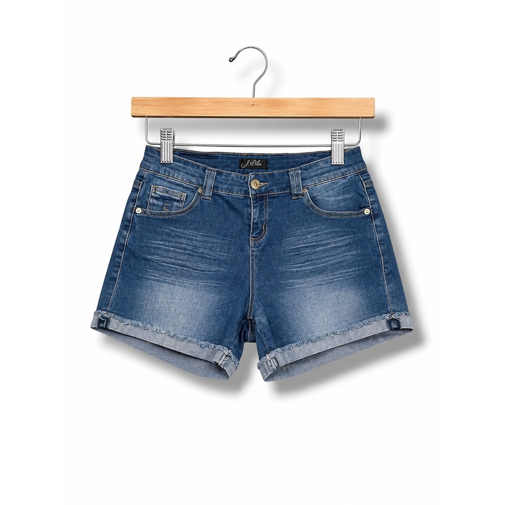 Jalate Womens Medium Wash Frayed Hem Stretch Denim Shorts Size 16 JY19001M